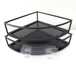 Umbra Cubiko Shower Corner Shelf -‎ Black Metal Floating Shelves - Set of 2